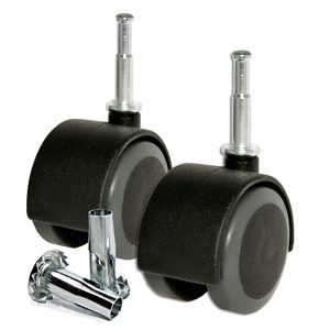 Soft Tread Dual-Wheel Furniture Caster - With Wood Stem