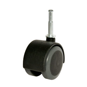Soft Tread Dual-Wheel Furniture Caster - With Wood Stem